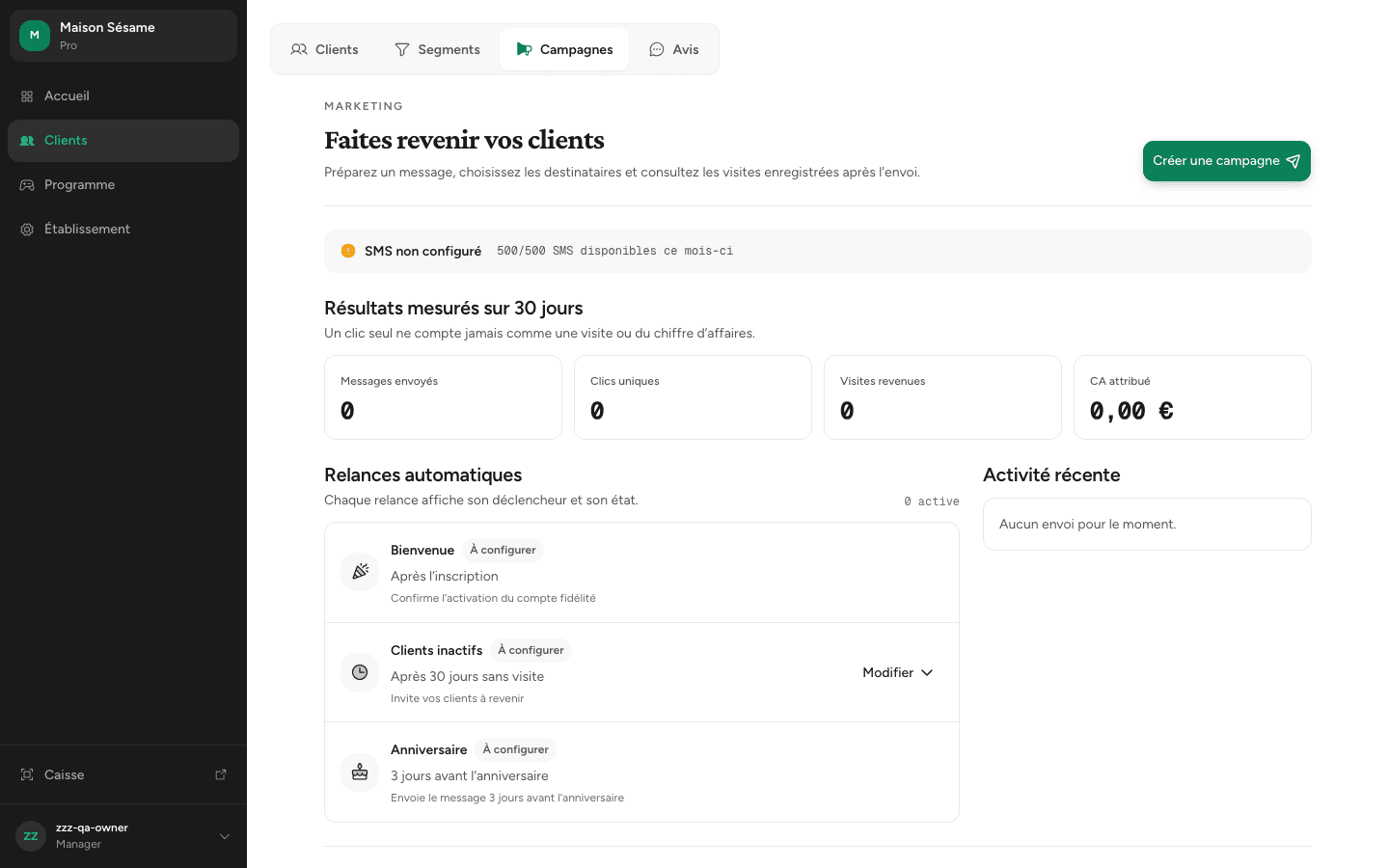 Création d'une campagne dans Connectable